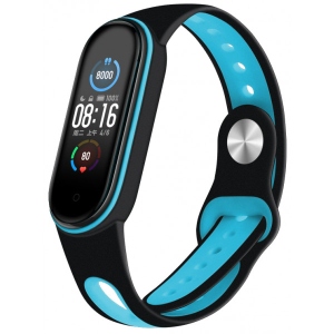 Ремінець для фітнес-браслету BeCover Sport Style for Xiaomi Mi Smart Band 5 Black-Blue (705165)
