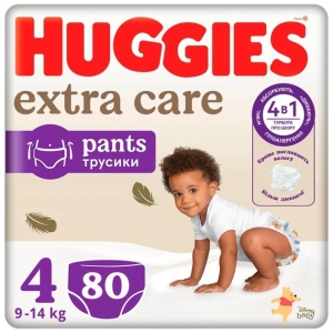 Одноразові підгузки-трусики Huggies Extra Care Pозмір 4 (9-14 кг), 80 шт. (5029053582405)
