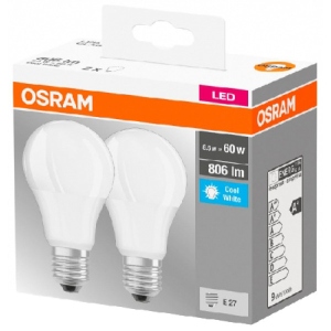 Лампочка світлодіодна Osram LED E27 8.5Вт 4000К 806Лм A60 2 шт. (4058075152670)