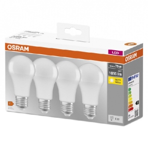 Лампочка світлодіодна Osram LED E27 10Вт 2700К 1055Лм A60 4 шт. (4058075184992)