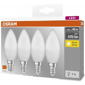 Лампочка світлодіодна Osram LED E14 4.9Вт 4000К 470Лм B40 4 шт. (4058075819474)