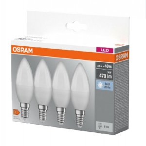 Лампочка світлодіодна Osram LED E14 4.9Вт 2700К 470Лм B40 4 шт. (4058075819610)