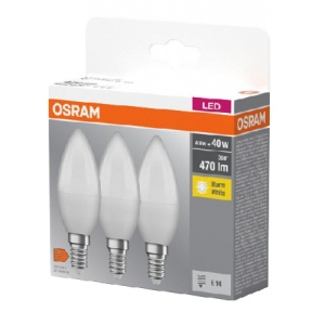 Лампочка світлодіодна Osram LED E14 4.9Вт 2700К 470Лм B40 3 шт. (4099854047091)
