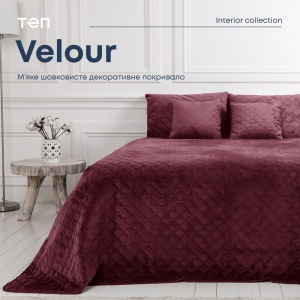 Покривало двоспальне ТЕП Velour 180Х240 см 409 Бордовий (4-00516_10159)