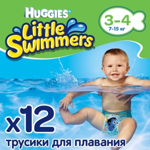 Одноразові підгузники-трусики для плавання Huggies Little Swimmers 3-4 (7-15 кг), 12 шт. (36000183399)