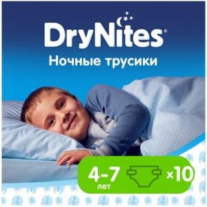 Одноразові підгузки-трусики Huggies DryNites хлопчик 4-7 років (17-30 кг), 10 шт. (5029053527574)
