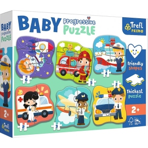 Пазли картонні (3-4 роки) Trefl "Baby Progressive" 6в1 - Професії та транспорт(44001)