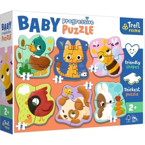 Пазли картонні (3-4 роки) Trefl "Baby Progressive" 6в1 - Тваринки(44003)