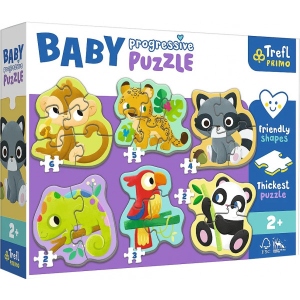 Пазли картонні (3-4 роки) Trefl "Baby Progressive" 6в1 - Екзотичні тваринки(44005)