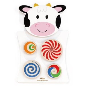 Бізіборд-дошка Viga Toys Корівка з колами (50677FSC)