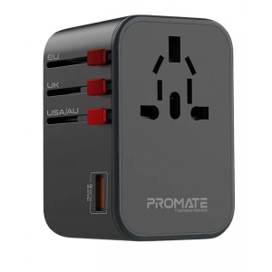 Мережевий зарядний пристрій Promate Tripmate-gan65.Black