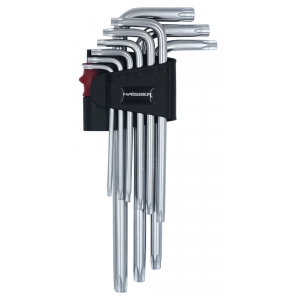 Ключ шестигранний Haisser подовжених з отвором Torx 9 шт. T10-50 (48115)