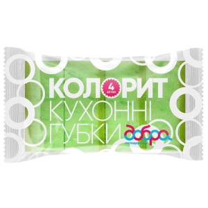 Набір губок поролонових для миття посуду Добра господарочка Колорит 4 шт. (4820086522403) в каталозі
