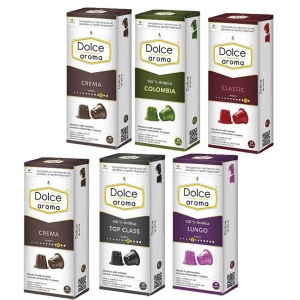 Кава у капсулах Dolce Aroma в наборі (6 пак/коробці) сумісні з Nespresso