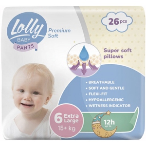 Одноразові підгузки-трусики Lolly Premium Soft Розмір 6 (15+ кг.), 26 шт. (4820174981013)