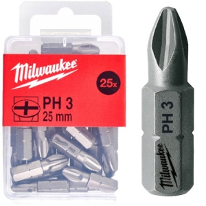 Біта для викрутки Milwaukee PH3 25 мм 25 шт. (4932399588)
