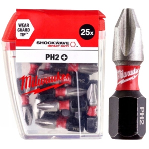 Біта для викрутки Milwaukee Shockwave PH2 25 мм 25 шт. (4932430853)