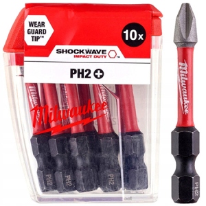 Біта для викрутки Milwaukee Shockwave PH2 50 мм 10 шт. (4932430855)