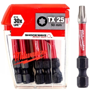 Біта для викрутки Milwaukee Shockwave TX25 50 мм 10 шт. (4932430882)