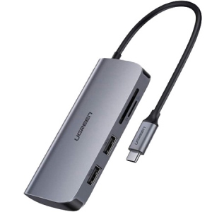 Хаб USB UGREEN CM212 USB3.0 Type-C USB 3.0x2/HDMI/RJ45/SD/TF/PD (50852)