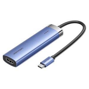 Хаб USB Vention USB3.1 Type-C HDMI/USB 3.0x3/PD 100W (TGESB)