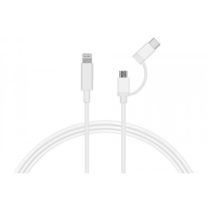 Кабель 2E USB to Micro + Type C 5V/2.4A 1m White (2E-CCMTAB-WT)