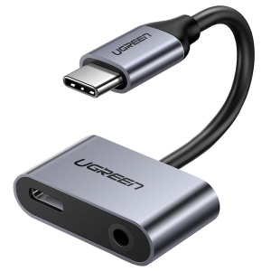 купити Перехідник аудіо UGREEN CM193 Hub Type-C M - 3.5mm F+Type-C F Adapter Gray (50596)