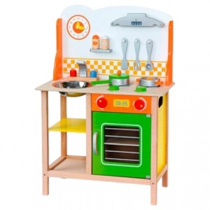 Сюжетно-рольова гра. Кухня Viga Toys з дерева з посудом (50957FSC)