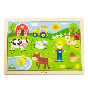 Пазли дерев'яні (до 2 років) Viga Toys Ферма 24 ел. (50197)