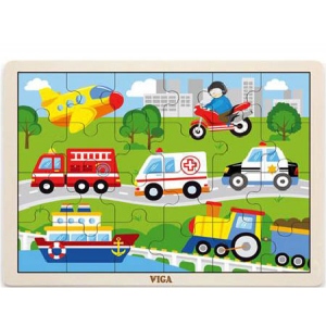 Пазли дерев'яні (до 2 років) Viga Toys Транспорт 24 ел. (51462)