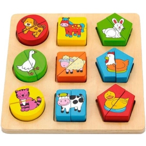 Пазли дерев'яні (3-4 роки) Viga Toys Форми. Тваринний світ (59585)