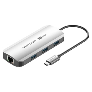 Хаб USB Vention USB3.1 Type-C HDMI 4K60Hz/USB 3.0x3/RJ45/PD 100W (TQHHB)