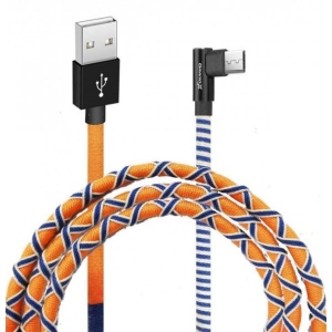 Кабель синхронізації даних Grand-X USB-microUSB 2.1A 1m Orange/Blue (FM-08OB)