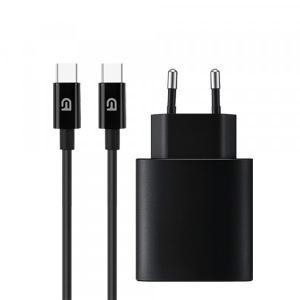 Мережевий зарядний пристрій Armorstandart ABMHJ83 20W USB-C Black + кабель USB-C to USB-C (ARM77723) офіційний магазин