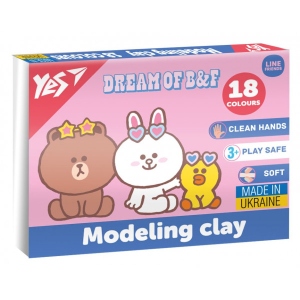 Пластилін класичний YES Line Friends 18 кол. 360 г (540679)