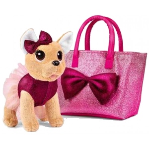 Інтерактивна іграшка м'яка Simba Toys Chi Chi Love Чихуахуа Фешн. Блиск з бантом, сукнею і сумочкою, 20 см, 5+ (5893439)