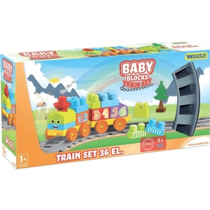 Пластиковий конструктор для малюків Wader "Baby Blocks" Мої перші кубики. Залізниця 1,45м 36 ел. (41460)