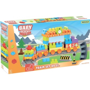 Пластиковий конструктор для малюків Wader "Baby Blocks" Мої перші кубики. Залізниця 3,35м 89 ел. (41480)
