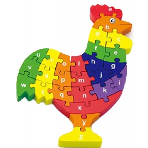 Пазли дерев'яні (3-4 роки) Viga Toys Півник по літерах (55244) (55244N)