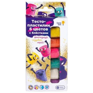 Ліплення з тіста Genio Kids Тісто-пластилін 6 кольорів з блискітками (TA1091)