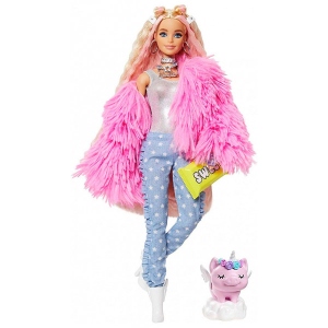 Лялька Barbie Екстра в рожевій пухнастій шубці (GRN28)