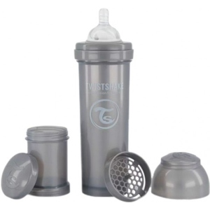 Пляшка для годування Twistshake антиколікова із силіконовою соскою 330 мл Pearl Grey (78390)