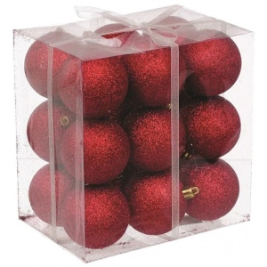 Набір ялинкових іграшок Jumi 18 шт. з блискітками Red (5900410791206) фірмовий сайт