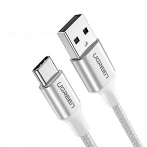 Кабель синхронізації даних UGREEN US288 USB 2.0 AM-Type-C M 2 m 3.0A 18W Nickel Plating Aluminum Braid White (60133)
