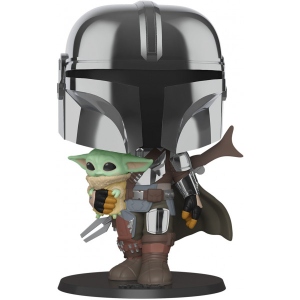 Колекційна фігурка FUNKO POP! Bobble Star Wars Mandalorian Mandalorian with Child Chrome 10" 49931 (FUN25491916)