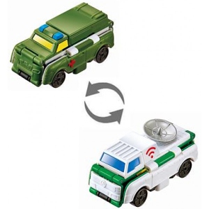 Машинка-трансформер Flip Cars 2 в 1 Вантажівка зв'язку і Військова швидка допомога (EU463875-15)