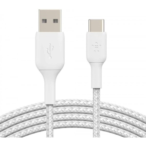 Кабель синхронізації даних Belkin USB-A - USB-С Braided 1 м White (CAB002BT1MWH)