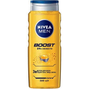 Гель для душа NIVEA BOOST 3в1 для тіла, обличчя, волосся чол. 500мл