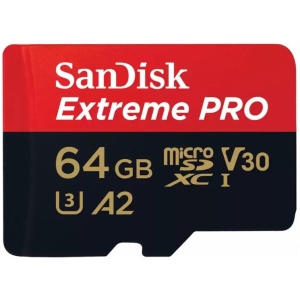 Карта пам'яті SanDisk microSD 64GB C10 UHS-I U3 Extreme Pro V30+SD (SDSQXCU-064G-GN6MA)