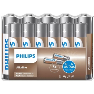 Батарейка тип AAA Philips Entry Alkaline AA+AAA 10+6 шт. (LR036A16F/10)